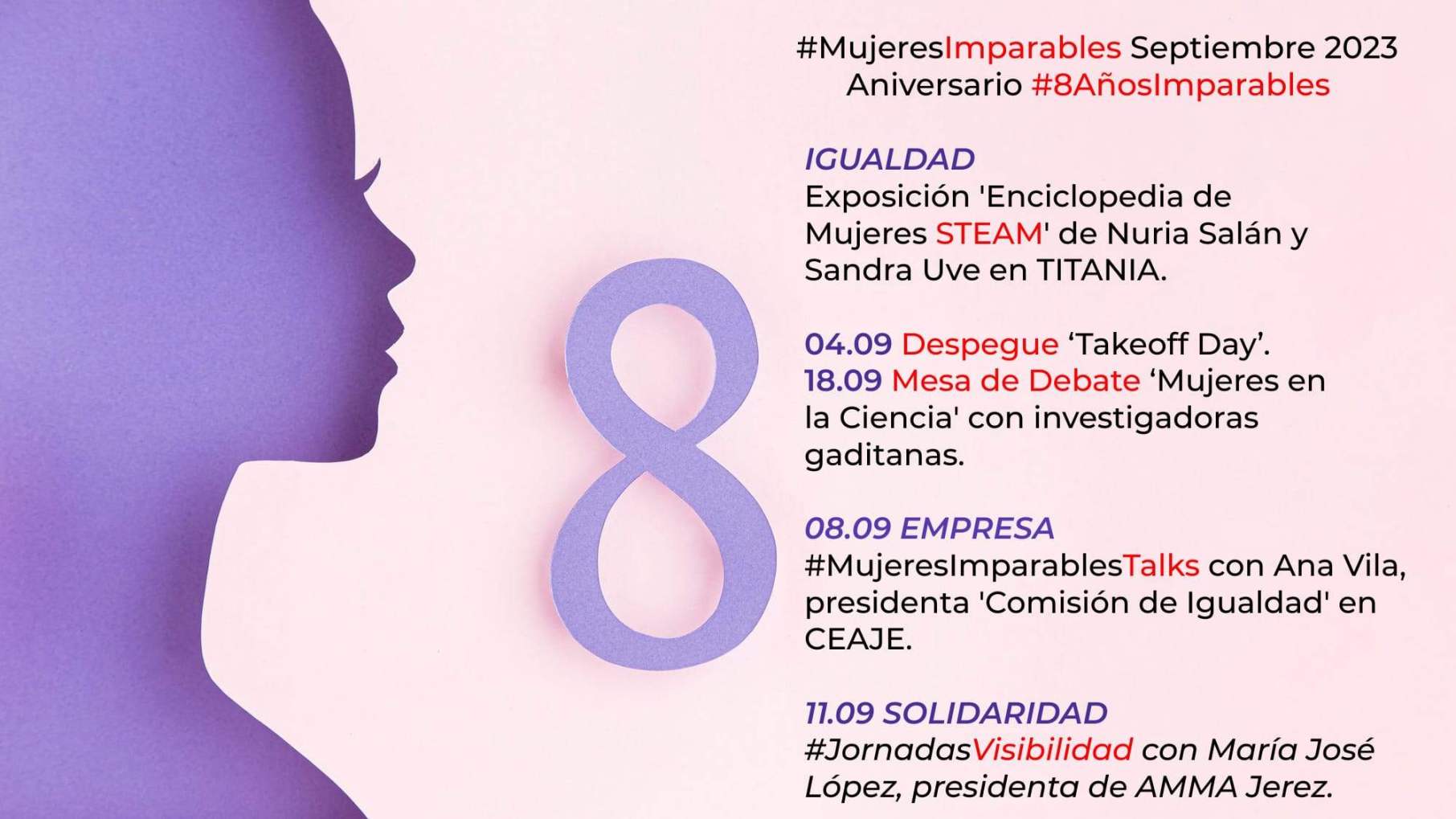 PROGRAMACIÓN DEL OCTAVO ANIVERSARIO DE LA ASOCIACIÓN  RED PROFESIONAL #MUJERESIMPARABLES